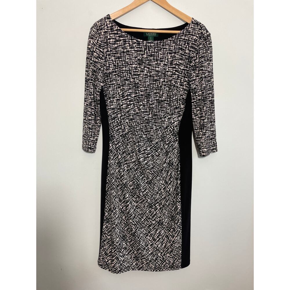 Lauren Ralph Lauren women’s size 14 black & white 3/4 sleeve dress stretchy